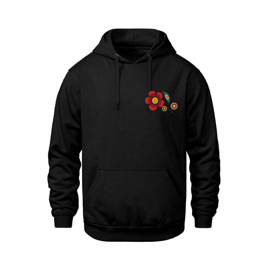 Red Floral Bunch Hoodie (front and back)