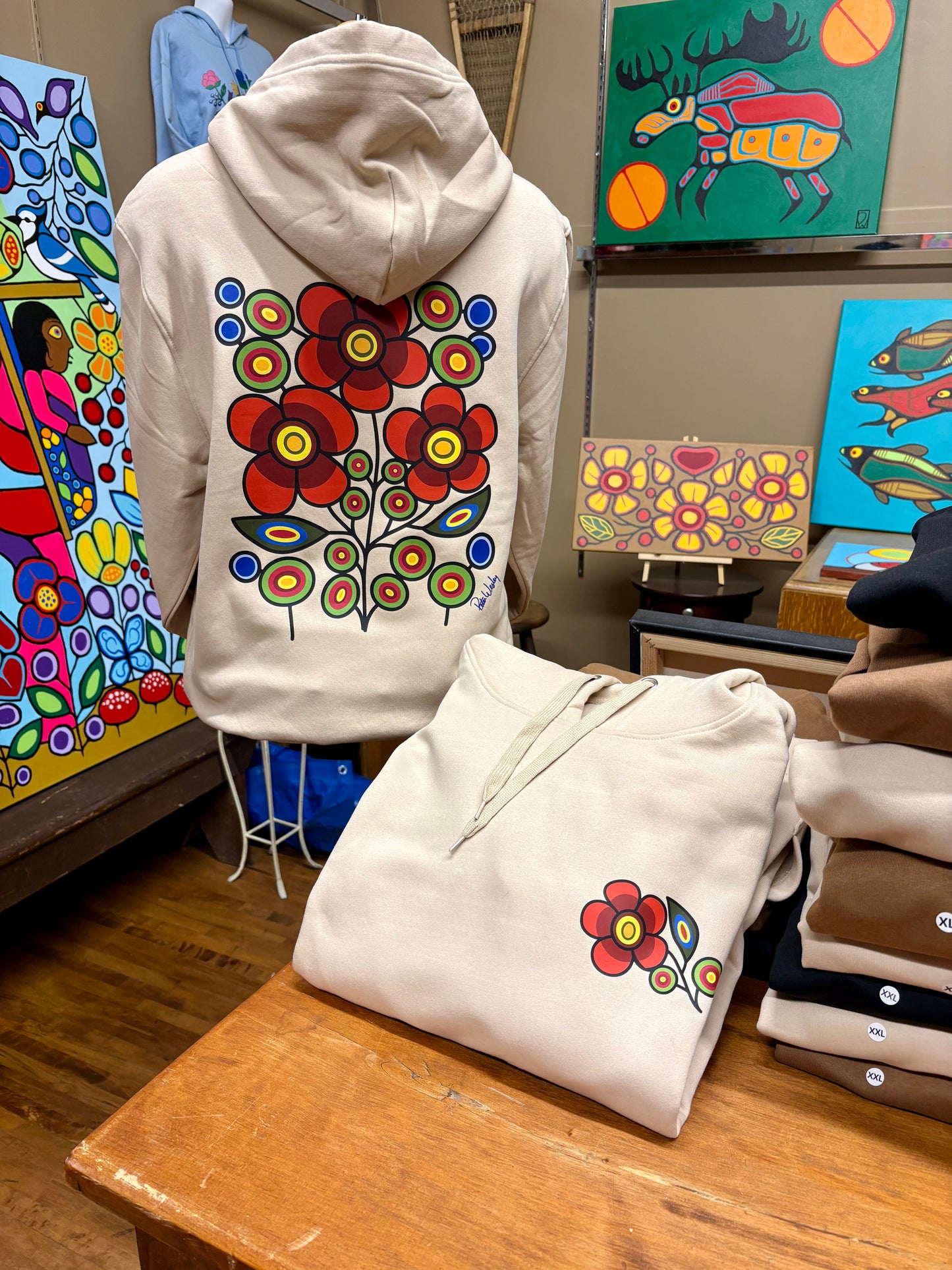Red Floral Bunch Hoodie (front and back)