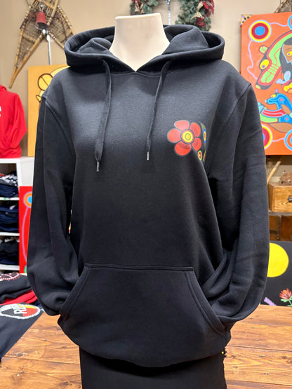 Red Floral Bunch Hoodie (front and back)