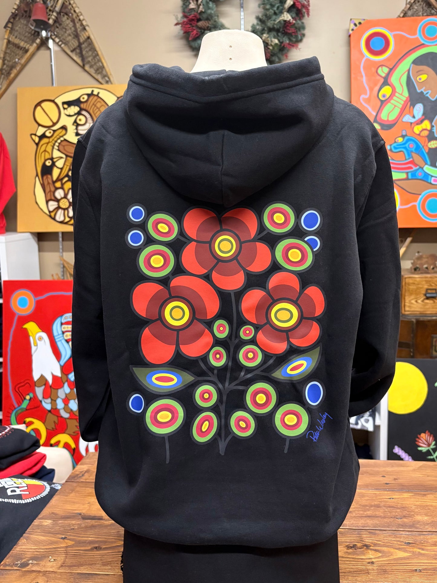 Red Floral Bunch Hoodie (front and back)
