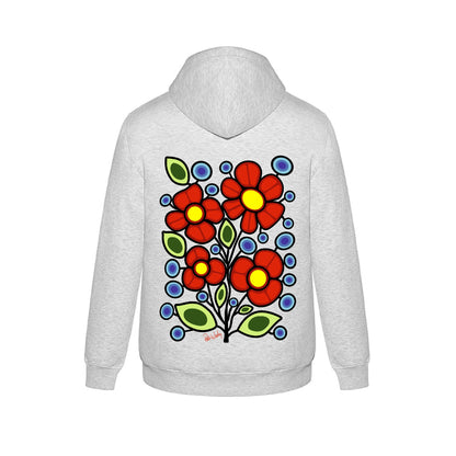 Blueberry Wild Rose Hoodie (front and back)