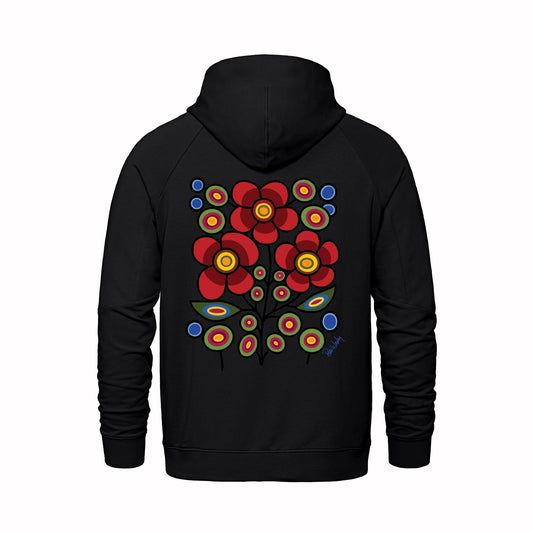 Red Floral Bunch Hoodie (front and back)