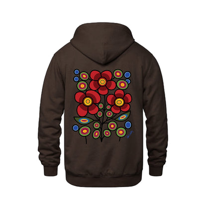 Red Floral Bunch Hoodie (front and back)