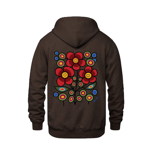 Red Floral Bunch Hoodie (front and back)