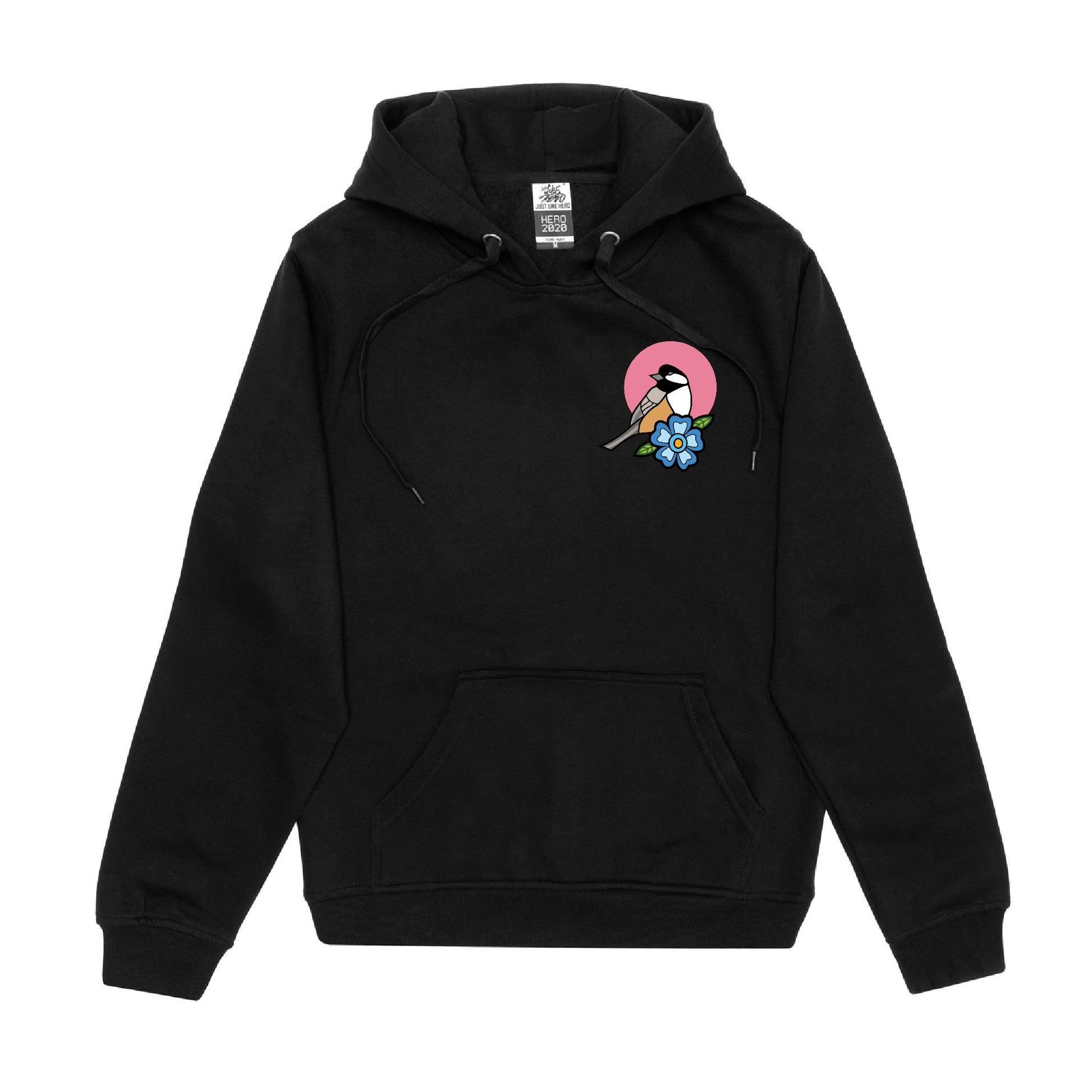 Front design with a colourful graphic on the left chest 