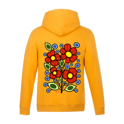 Blueberry Wild Rose Hoodie (front and back)