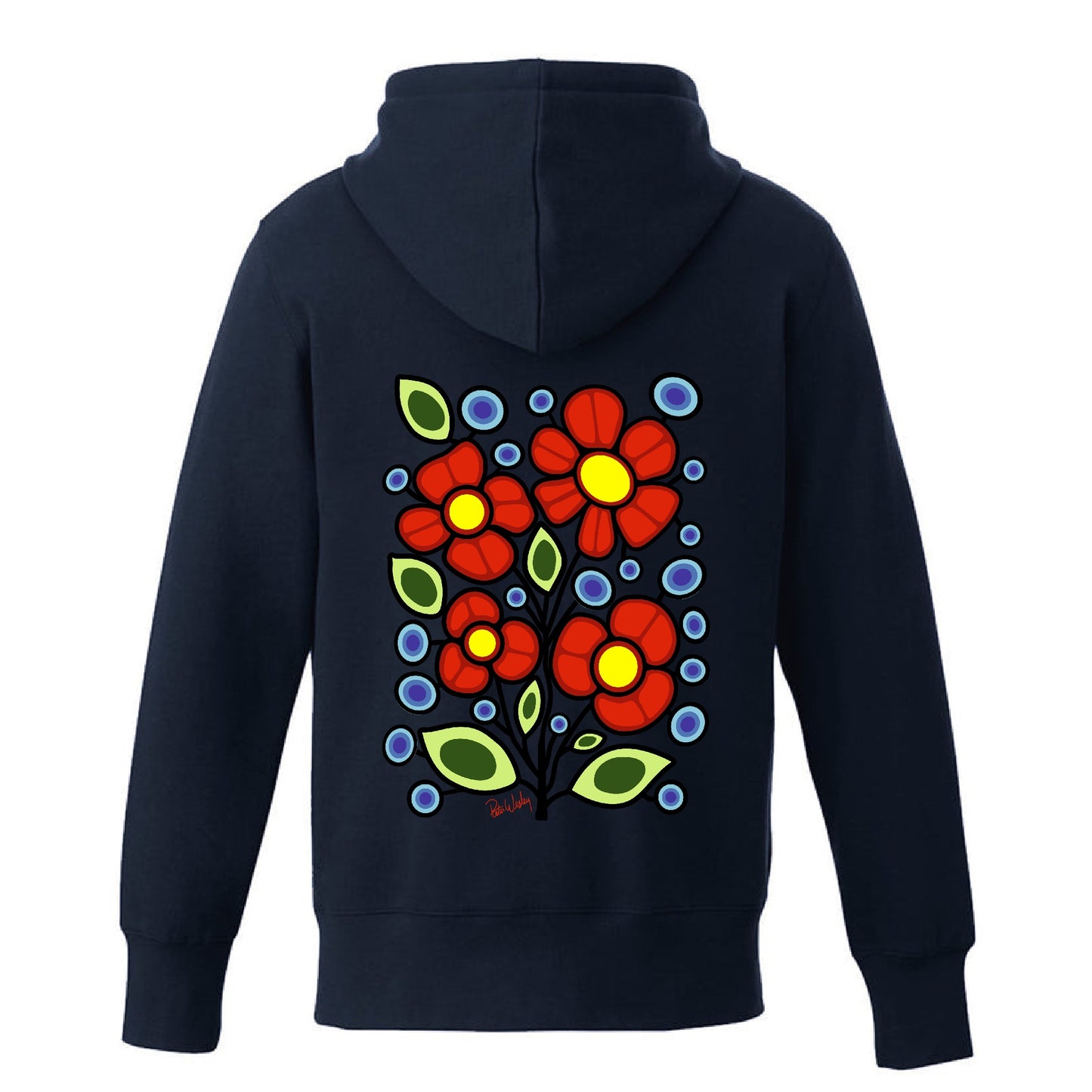 Blueberry Wild Rose Hoodie (front and back)