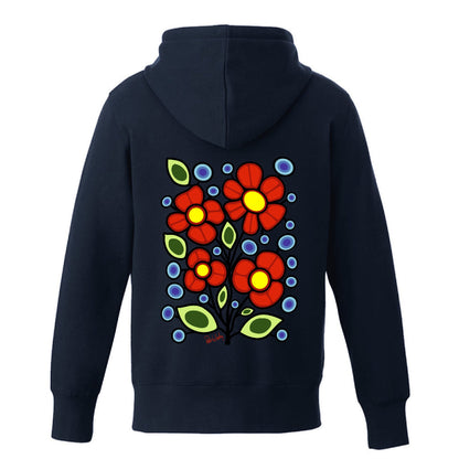 Blueberry Wild Rose Hoodie (front and back)