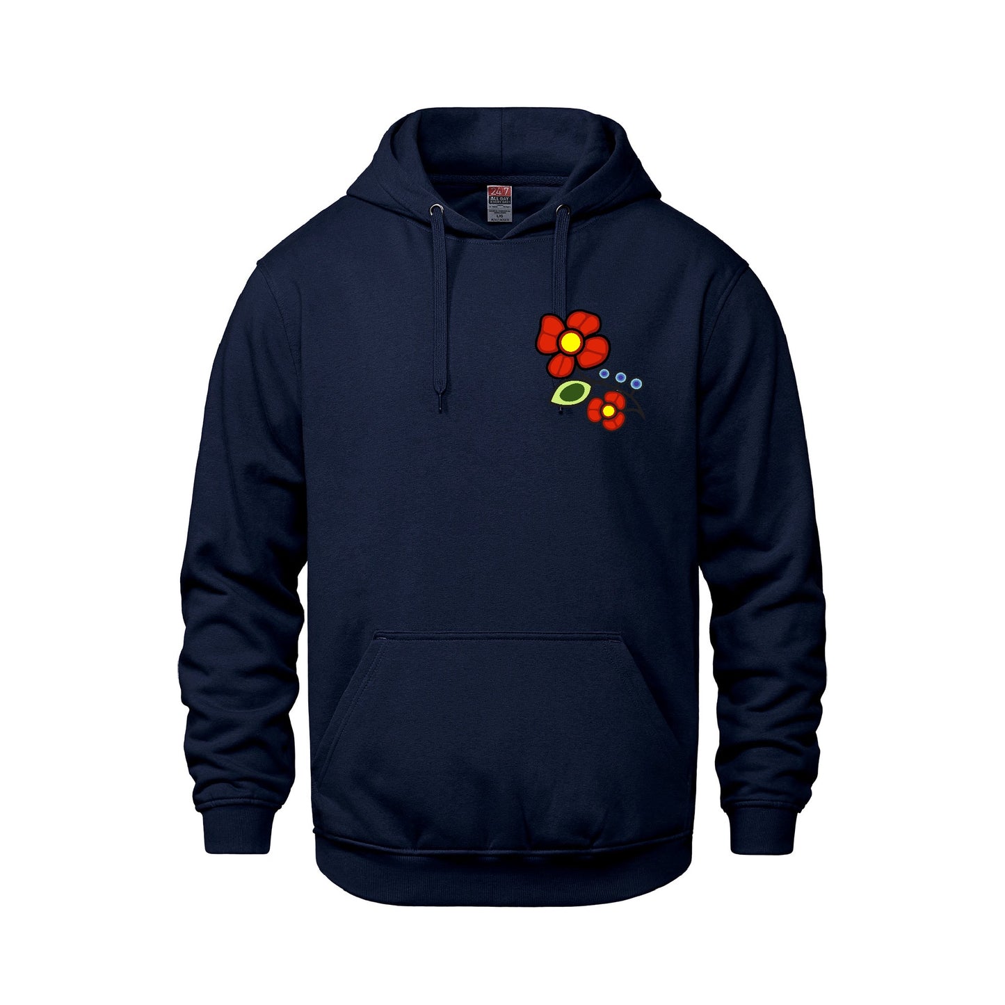 Blueberry Wild Rose Hoodie (front and back)