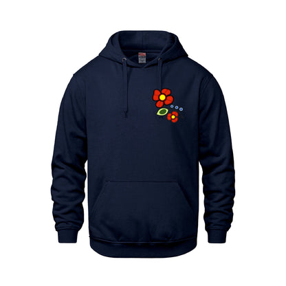 Blueberry Wild Rose Hoodie (front and back)