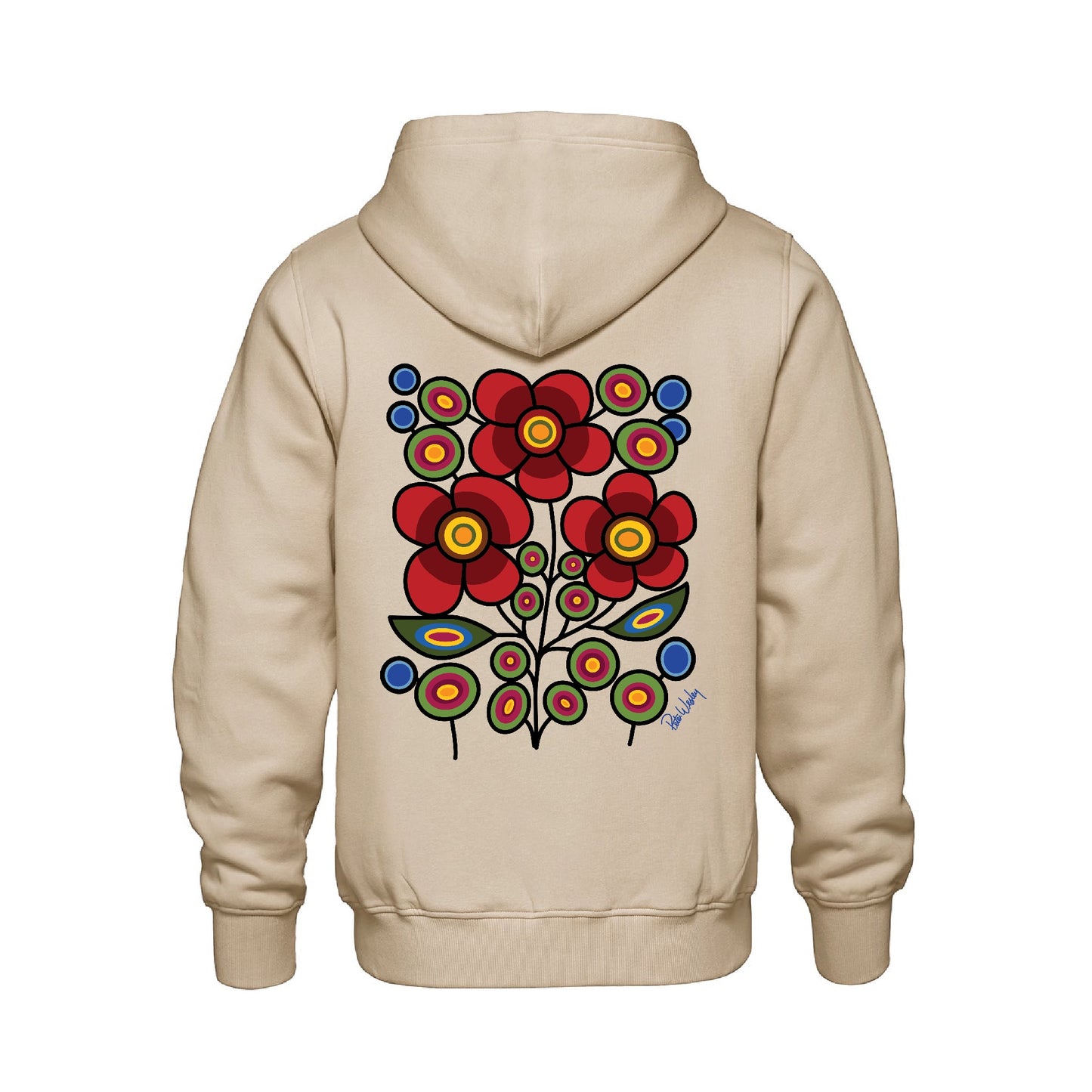 Red Floral Bunch Hoodie (front and back)