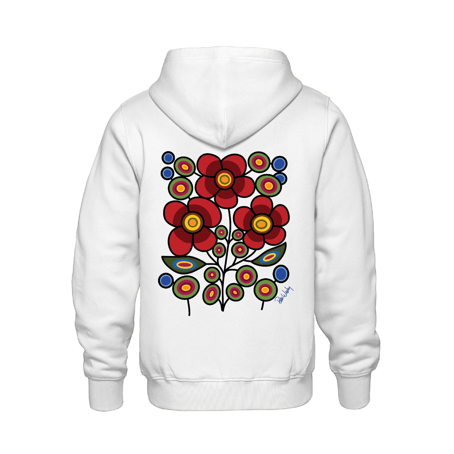 Red Floral Bunch Hoodie (front and back)